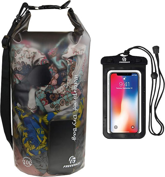 Freegrace Waterproof Dry Bag - Lightweight Dry Sack with Seals and Waterproof Case - Float on Water - Keeps Gear Dry for Kayaking, Beach, Rafting, Boating, Hiking, Camping and Fishing