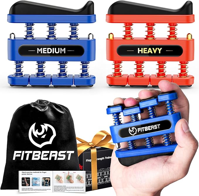 FitBeast Finger Strengthener, Finger Exerciser, Hand Exerciser for Improve Dexterity and Strength in Fingers, Hands, Forearms–Grip Strength Trainer for Musicians, Climbers