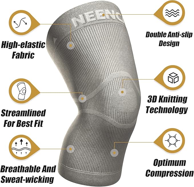 NEENCA Ultra-thin Knee Sleeve for Knee Pain, Lightest Knee Compression Sleeve with Graphene Ions Infused Fabric for Pain Relief, Swelling, Arthritis, Poor Circulation, Running, Sport- FSA/HSA Approved