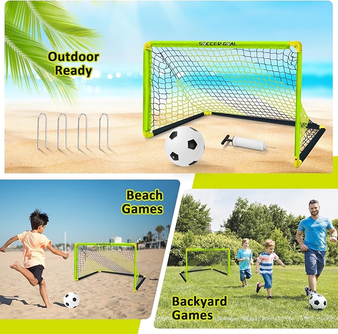 Eastgoing Portable Soccer Goal Set- Backyard Indoor Outdoor Mini Soccer Net with Net, Ball, and Pump.Youth Soccer Goal Sets for Kids