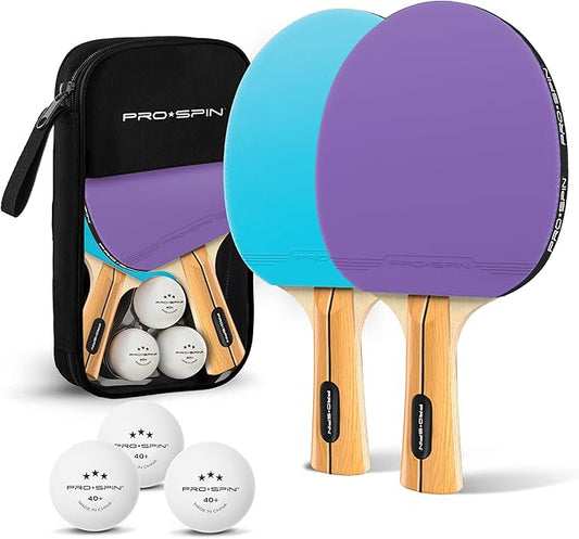 PRO SPIN Ping Pong Paddles - High-Performance Set with Premium Table Tennis Rackets, 3-Star Ping Pong Balls, Compact Storage Case | Professional Quality Ping Pong Paddle Set | Indoor & Outdoor Games