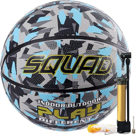 SQUAD NightPlay Reflective Basketball Size 5, Size 7 - Cool Holographic Glow Basketball for Night Game, Ideal Gift for Boys Girls 10-14 Year Old, Cool Teen Toys