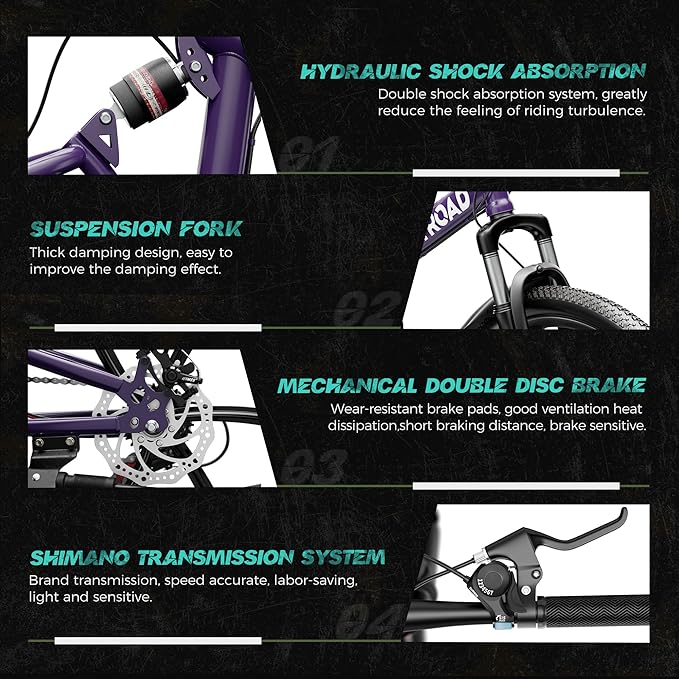 Betterland 26 Inch Folding Mountain Bike, 21 Speeds Full Suspension Foldable Bikes, Dual Disc Brake, High Carbon Steel Frame and Non-Slip Quick Release tire Bicycle for Adult