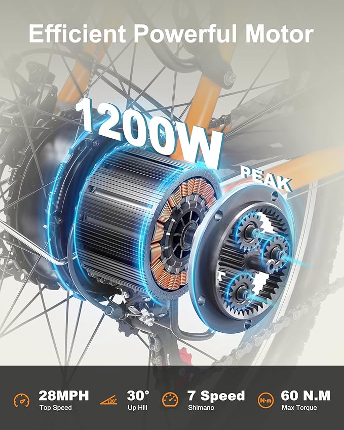 Cores Electric Bike for Adults, 26" Electric Commuter Bike with 1200W Peak Motor, 28MPH 70 Miles Max, 48V 576Wh Removable Battery, 7-Speed City Cruiser Mountain E Bike for Commuting