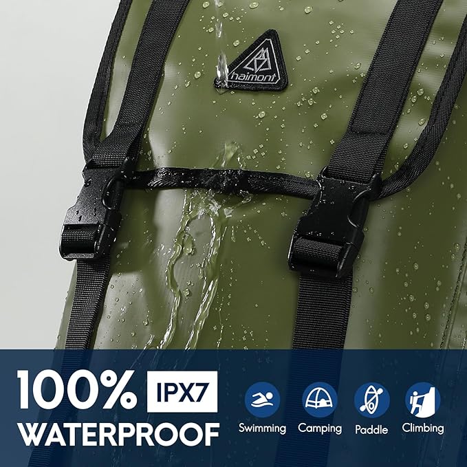 Haimont 100% Waterproof Roll-Top Backpack Heavy Duty Large Capacity IPX7 Dry Bag for Kayaking Rafting SUP Camping, 60/100L