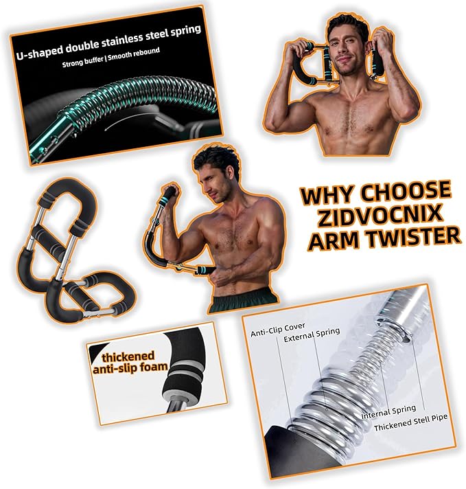 Twister Arm Trainer for Men, Adjustable Chest Workout Equipment, Mr Sculpt Gorilla Bar, Flexbar Arm & Forearm Strength Trainer for Home Gym Muscle Building