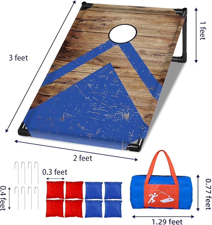 NZQXJXZ 3x2 ft Cornhole Board Set with 8 Bean Bags and Carrying Bag, Outdoor Toss Game Set for Kids and Adults, Portable Corn Hole Sets for Beach Lawn Backyard