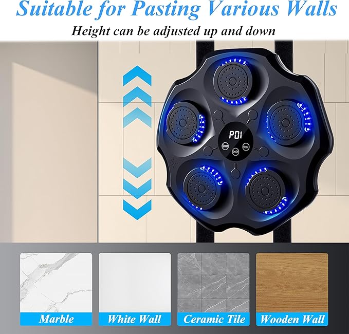 Music Boxing Machine, Smart Bluetooth Music Punching Machine with Gloves, Large Size Wall Mounted Electronic Boxing Target for Adults Kids, 9 Modes & 9 Speeds (Upgrade)