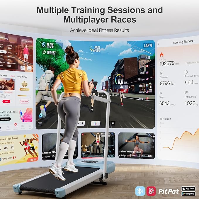 Walking Pad Treadmill with Handle Bar 3-in-1 Foldable Treadmills for Small Space 300 LBS Capacity, 3.0HP Portable Under Desk Treadmill for Home Office with LED Display Remote APP Control