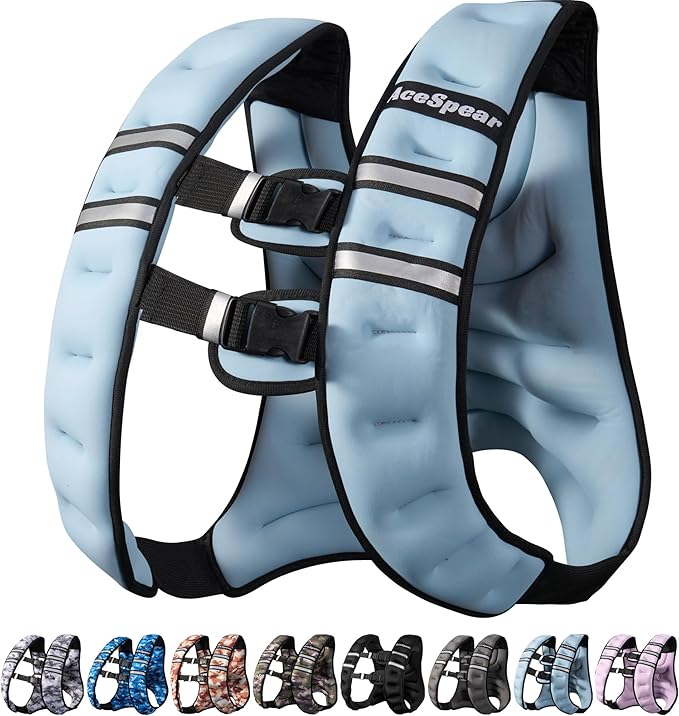 AceSpear Weighted Vest for Men Women 6lbs/8lbs/10lbs/12lbs/14lbs/16lbs/18lbs Body Weight Vest with Reflective Stripe for Running Walking Jogging Fitness Strength Training Workout