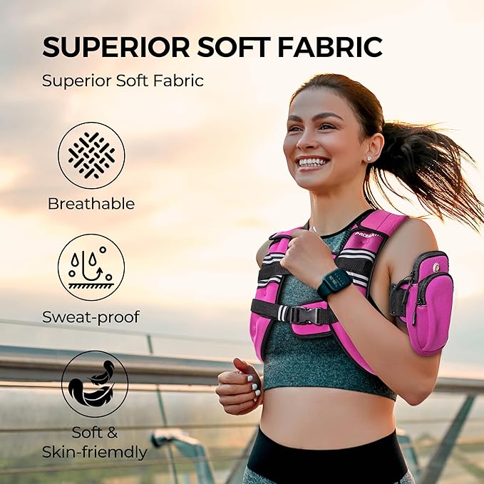 PACEARTH Weighted Vest,4lb/6lb/10lb/12lb/16lb/20lb/25lb/30lb Weight Vest with Reflective Stripe, Body Weight Vests Adjustable for Men, Women Workout, Strength Training, Running, Walking, Jogging