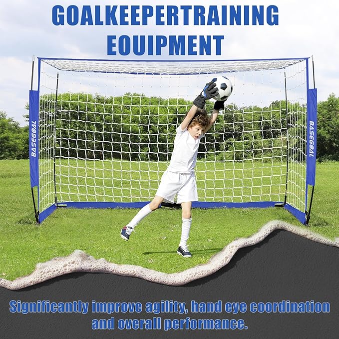Soccer Goal,Soccer Net,Soccer Goals for Backyard,with Bow Frame,Collapsible Metal Base and Agility Ladder
