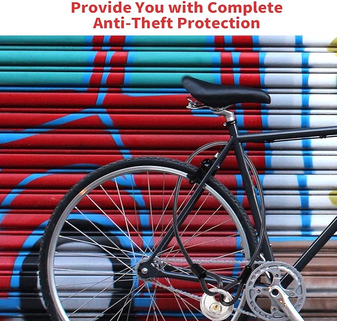 DELSWIN Security Steel Cable with Loops - 3/8 inch (10 mm) Thick (6' or 15') Heavy Duty Bike Lock Cable Vinyl Coated Braided Cables for U-Lock and Padlock