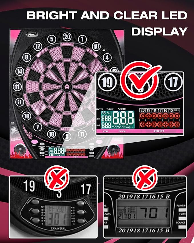 Electronic Dart Board with Bright Score Display, Multiple Games, and Durable Design-Perfect for Family Fun and Competitions-Includes Soft Tip with 12 Darts