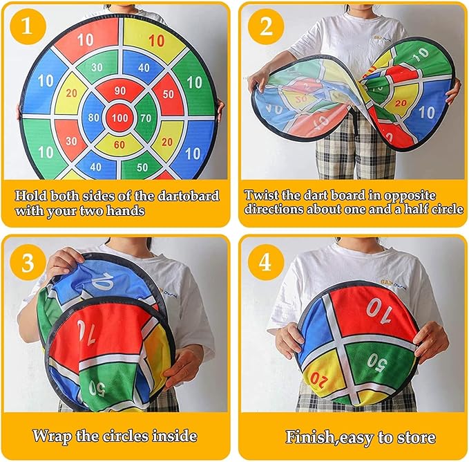 Dart Board for Kids Ages 4-8 - 29" Double-Sided Dart Board with Sticky Balls and Darts,Boys Toys for Ages 8-13,Valentines Day Gifts for 7 8 9 10 11 12 13 14 Year Old, Indoor/Outdoor Party Game Toys