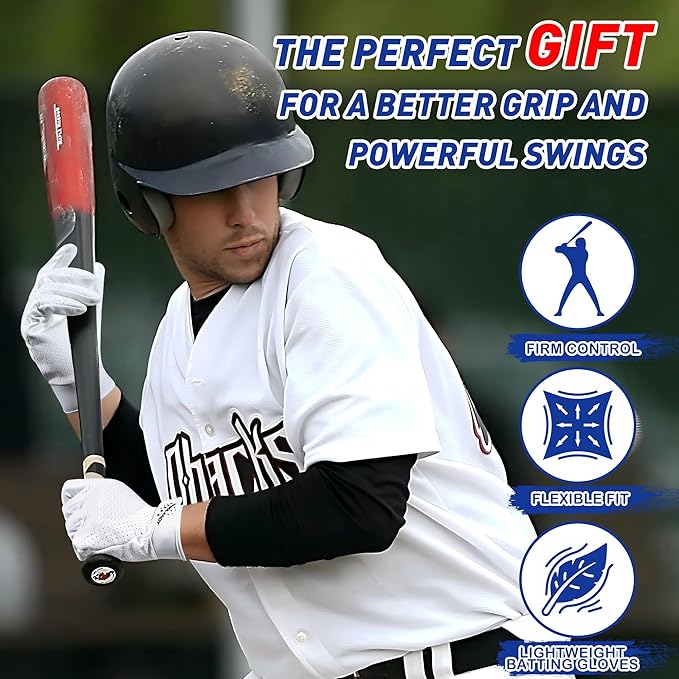 HLDD HANDLANDY Batting Gloves – Durable Grip, Breathable Baseball Softball Gloves for Adults Youth Kids – Gift for Players