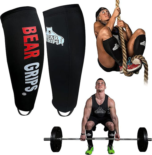 Bear Grips Deadlift Shin Guards - Breathable Gym Equipment Rope Climbing Shin Guard for Men and Women - Injury Prevention Calf Support Shin Guard Sleeves for Ultimate Shin Protection