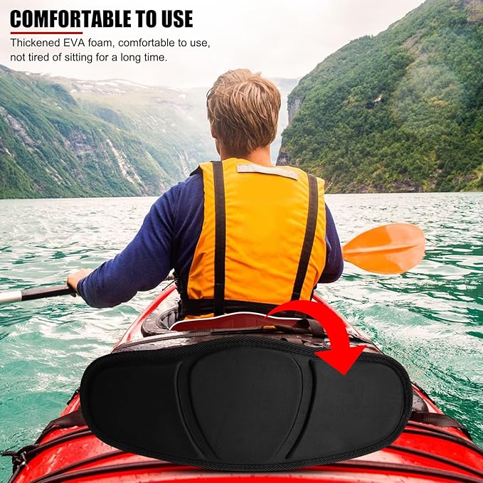 EVTSCAN 16x6 inch Universal Adjustable Kayak Backband Support, EVA Ergonomic Padded Backrest Seat Back Replacement for Kayaks, Rowboats, Fishing Boats, for Improving Kayaking Posture