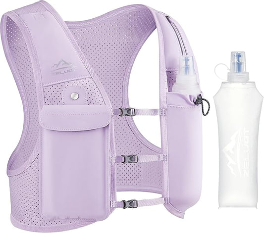 Running Vest for Women Men, USA Original Patent, Adjustable Chest Straps Running Hydration Vest with 500ml Soft Flask, Lightweight Reflective Hydration Backpack for Marathon