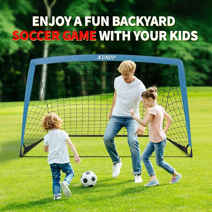 2 Pack Kids Soccer Goal for Backyard Set 5x3FT Portable Pop Up Soccer Net Training Equipment with Soccer Ball, Training Dice Mat, Cones and Carry Bag for Youth Toddler Teams Indoor Outdoor Sport Game