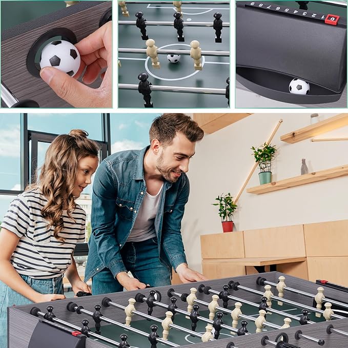 Foldable Multi Game Table, 54" 4-in-1 Combo Game Table Set with Ping Pong, Hockey, Pool Billiards and Foosball for Kids, Adults, Home, Game Room, Friends & Family