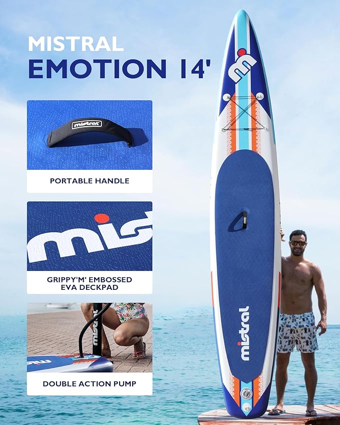 Mistral Stand Up Inflatable Paddle Board Racing & Touring Board 13'2"/ 14' Race Board, Backpack with Wheels, Durable ISUP for Youth & Adult, w/Premium SUP Accessories