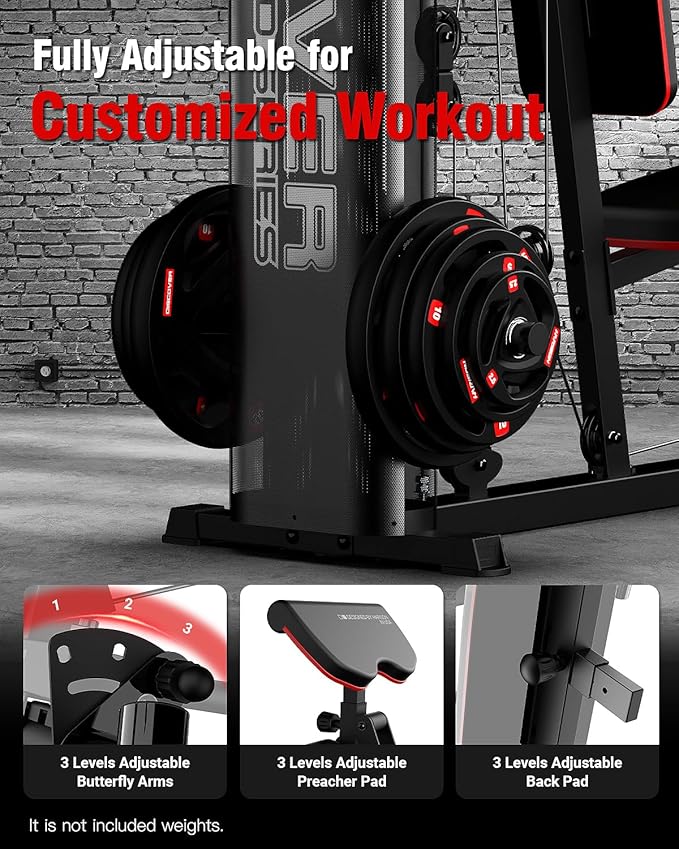 HARISON Home Gym - Full Body Workout Equipment, Exercise Equipment, Fitness Equipment, Multifunctional Home Gym Equipment for Home with Pulley System, Weight Bench, Leg Extension, Rowing Machine