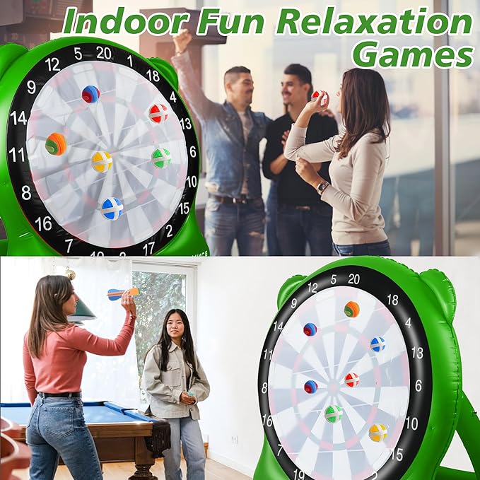 UBALANCE Giant Inflatable Dart Board for Adults, 6ft Outdoor Yard Games with 26 Sticky Balls, Soccer Tennis Golf Fun, Carnival Backyard Party & Lawn Sports