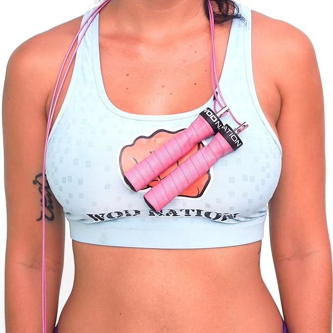 WOD Nation Attack Speed Jump Rope : Adjustable Jumping Ropes : Unique Two Cable Skipping Workout System : One Thick and One Light 11 Foot Cable : Perfect for Double Unders : Men and Women