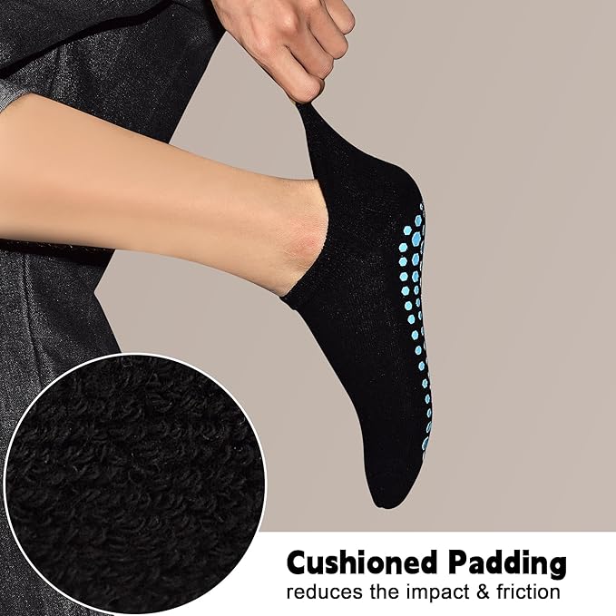 SkiBeaut Grips Non Slip Socks for Women, 4 Pairs Yoga Pilates Anti Skid Woman Hospital Gripper Socks (5-12)