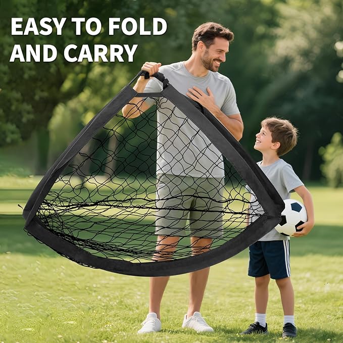 2 Pack Kids Soccer Goal for Backyard Set 5x3FT Portable Pop Up Soccer Net Training Equipment with Soccer Ball, Training Dice Mat, Cones and Carry Bag for Youth Toddler Teams Indoor Outdoor Sport Game