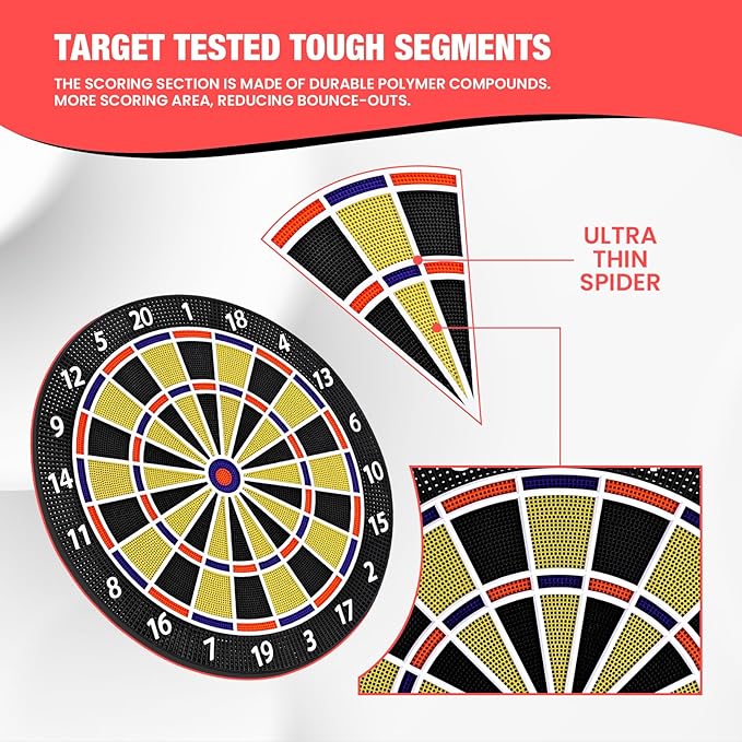 Electronic Dart Board Set, Illuminated Electronic Soft Tip Dartboard with LED Sidelamp, Laser Toe Line, 34 Games with 350 Variations Digital Dartboard Set, up to 8 Players, 5 Levels, Batteries/Adapter
