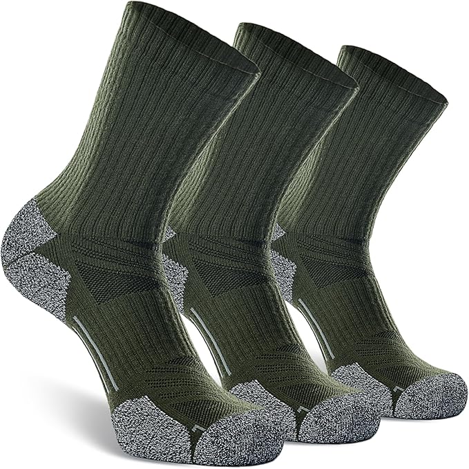CWVLC Crew Hiking Socks, Cushion, Moisture Wicking, Arch Compression Boot Socks