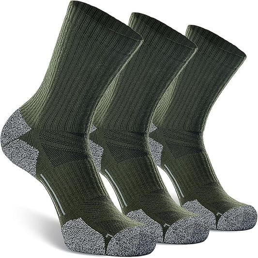CWVLC Crew Hiking Socks, Cushion, Moisture Wicking, Arch Compression Boot Socks