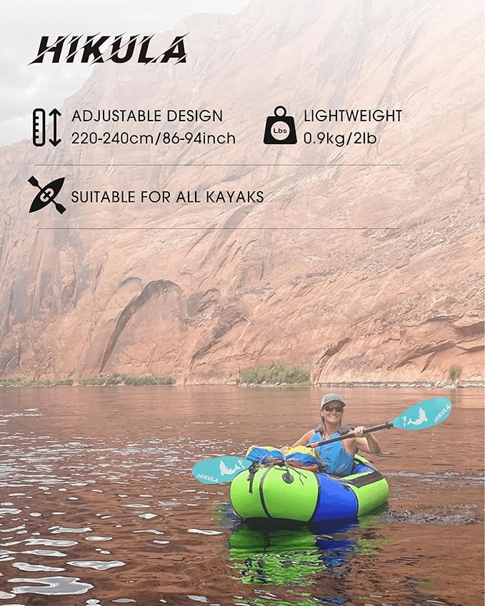 Adjustable Kayak Paddle with Carbon Shaft and PP Blade Available in 220-230/220-240/230-250cm Floating Lightweight Kayak Oars with Original Pattern