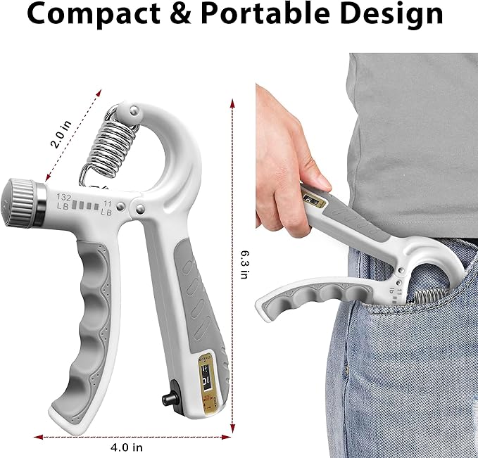 FLYFE Grip Strength Trainer Kit (5 Pack), Forearm Strengthener, Hand Squeezer Adjustable Resistance, Finger Stretcher, Grip Ring, Relief Ball and Finger Exerciser for Men and Women, Injury Recovery