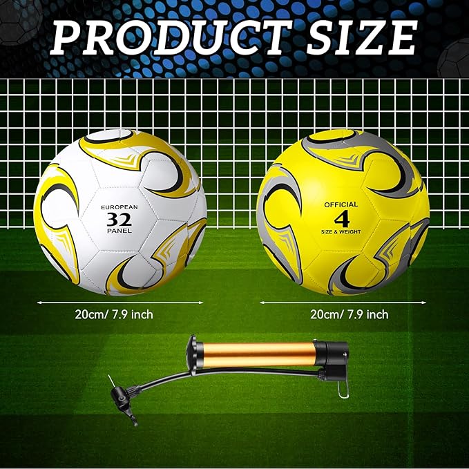 20 Pcs Soccer Balls Bulk with Pump and Net Bag Sport Ball Size 4/5 Outdoor Deflated Soccer Ball for Youth Adult Training Practice Game Match Operation Christmas