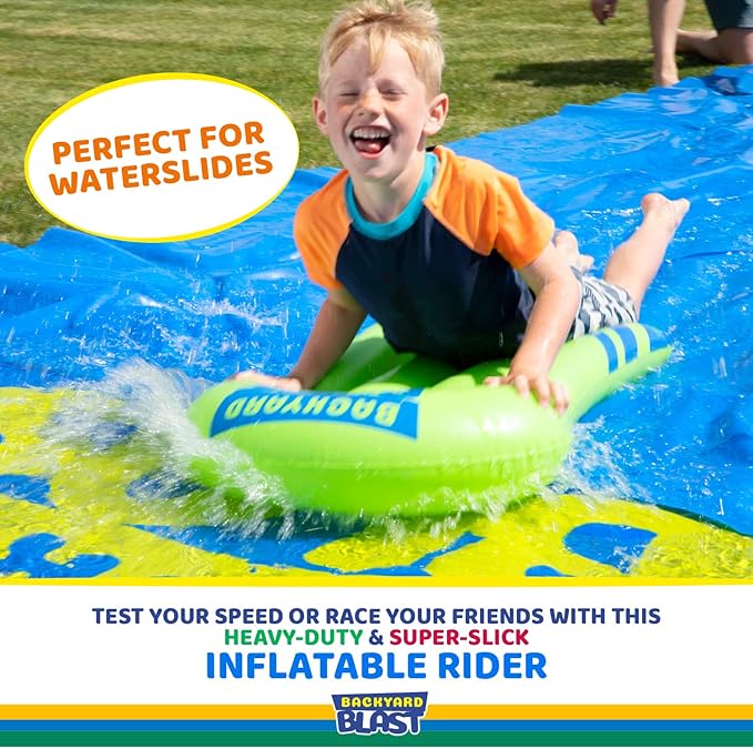 Backyard Blast Rider, Inflatable Body Board Slide Rider and Pool Float Toy