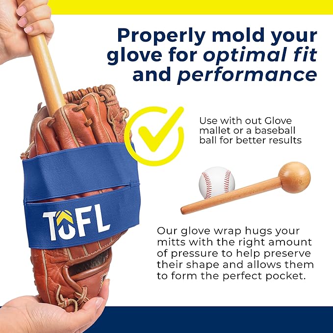 TOFL Baseball Glove Wrap | Premium Elastic Band for Perfect Glove Shape, Break-in & Maintenance | Shape Locker for Men’s & Women’s Softball, Adult & Youth Baseball Mitts, Fits Big & Small Sizes