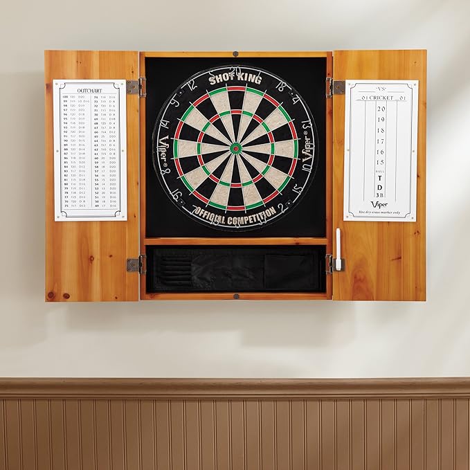 Viper by GLD Products Metropolitan Solid Wood Cabinet & Sisal/Bristle Dartboard Play-Ready Bundle