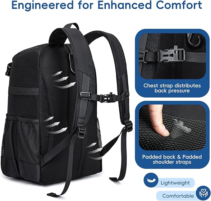 Baseball Bag for Youth and Adult, Softball Backpack 40L Large Capacity, Bat Backpack with Shoes Compartment and Hidden Helmet Holder