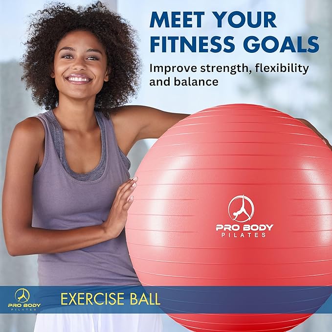 ProBody Pilates Exercise Ball - Multiple Sizes Gym Grade Balance Ball for Fitness, Yoga, Workout, Pregnancy & Physical Therapy