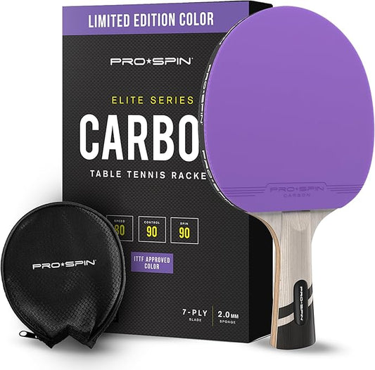 PRO SPIN Ping Pong Paddles - Professional Level Table Tennis Rackets with Carbon Fiber for Superior Control | 7-Ply Blade, Premium Rubber, 2.0mm Sponge | Includes Protector Case