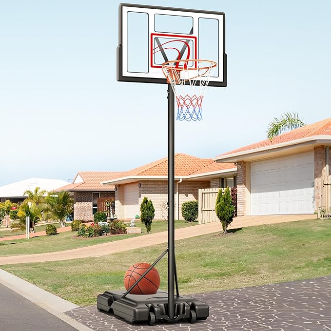 TONBUX Adjustable Basketball Hoop Outdoor 10FT, Basketball Portable Hoops & Goals, 44 Inch Backboard, for Kids, Youth, and Adults in The Backyard, Driveway