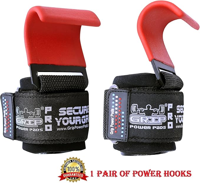 Weight Lifting Hooks Heavy Duty Lifting Wrist Straps Pull Ups Deadlift Straps Power Lifting Grips Padded Workout Straps for Weightlifting Gym Gloves for Men & Women Premium Workout Equipment