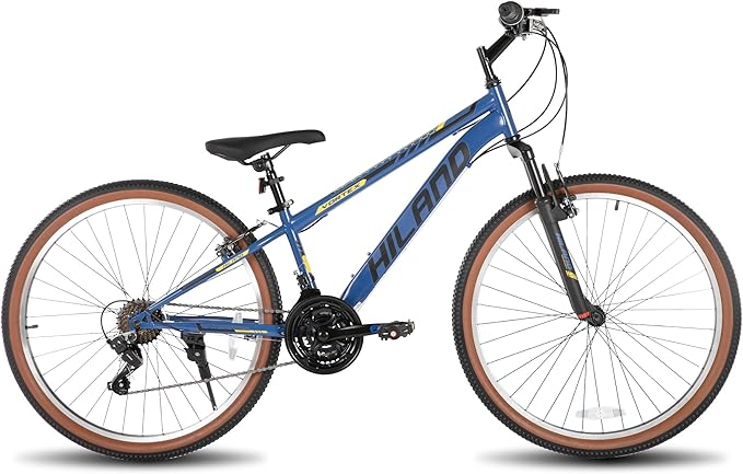 HILAND 26 Inch Mountain Bike for Mens and Womens, 21 Speeds Mountain Bicycle, High-Tensile Steel Frame, V Brake, Hardtail MTB for Adults