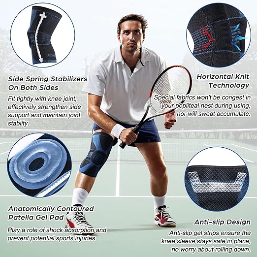 NEENCA Professional Knee Brace for Pain Relief, Medical Knee Compression Sleeve, Knee Support with Horizontal Knit Tech for Meniscus Tear, ACL, Arthritis, Joint Pain, Runner, Workout- FSA/HSA APPROVED