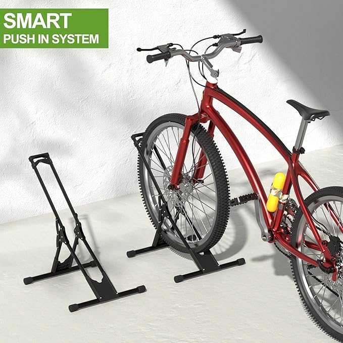 RELIANCER Adjustable Bike Storage Stand,Bicycle Floor Parking Rack,Steady Bike Wheel Holder Fit All Mountain & Road Bikes,Indoor Outdoor Cycling Storage Organizer,Apartment Garage Cycle Tires Holder