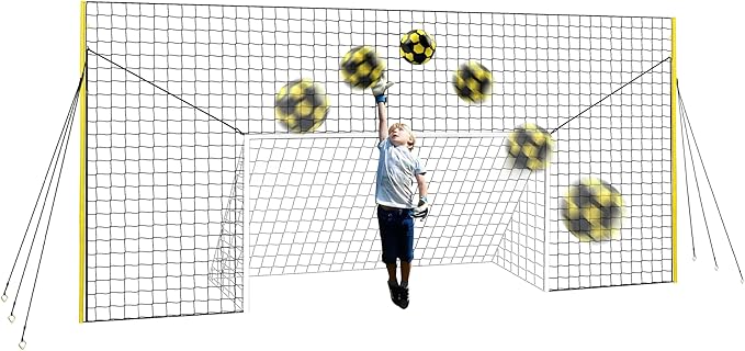 Soccer Goals & Soccer Backstop Net with Rebounder - All-in-One Backyard Net - Sports & Outdoors Soccer Goal for Volley, Passing, Solo Training
