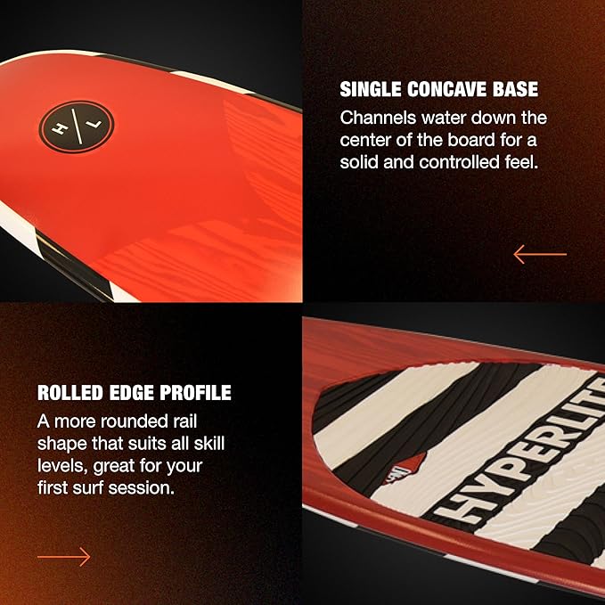 Hyperlite Landlock Wakesurf Board – Forgiving Longboard Style Wakesurf Board - Perfect for Beginners and Intermediate Riders or for Your First Surf Session